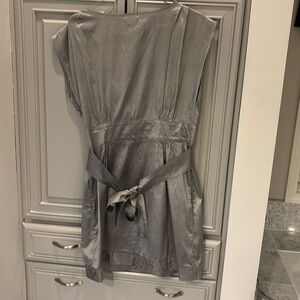 Size L silk, pewter gray dress